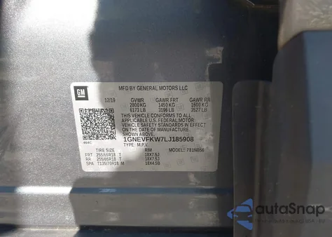 2020 Chevrolet Traverse Awd Ls z USA, uszkodzony, nr VIN 1GNEVFKW7LJ185908